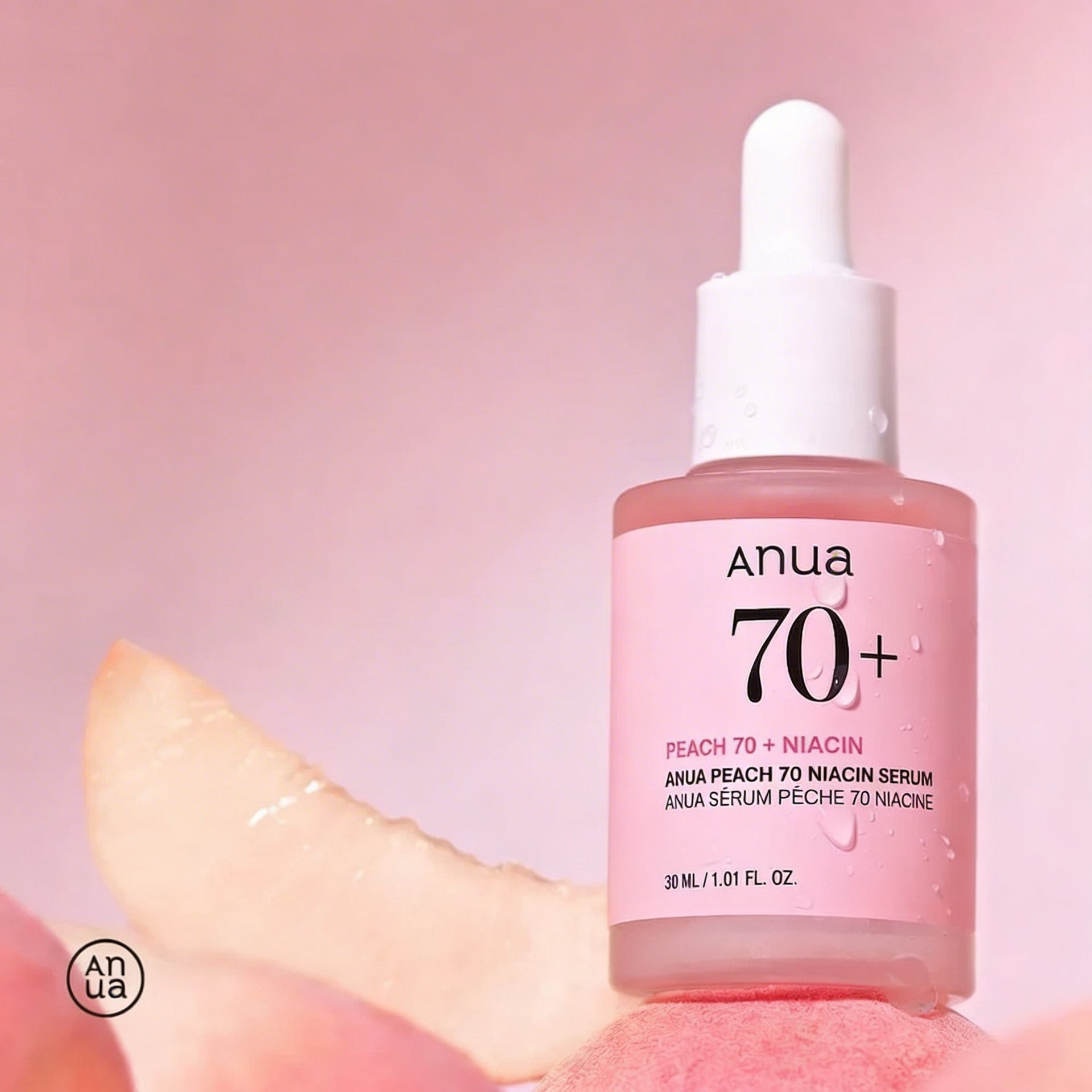 Serum Anua Peach 70 textura viscosa glow rosado