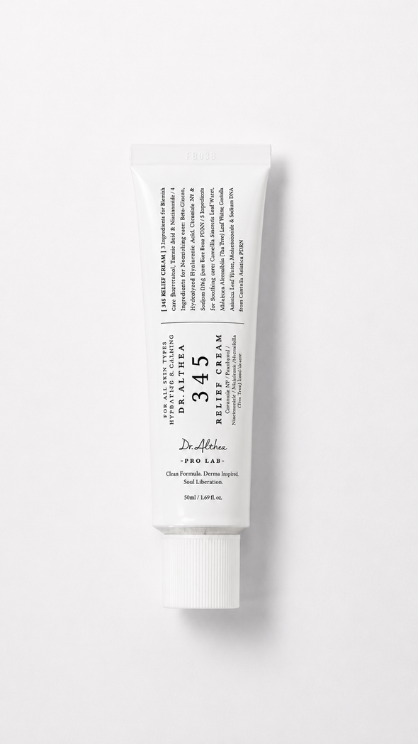 Crema hidratante Dr. Althea 345 Relief Cream en tubo, vista frontal