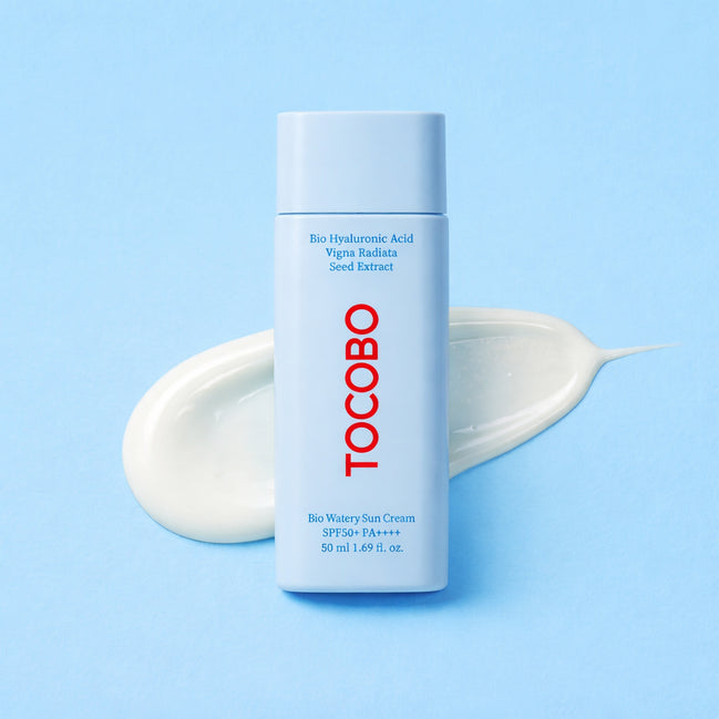 protector solar Tocobo ligero con acabado hidratante sin residuo blanco