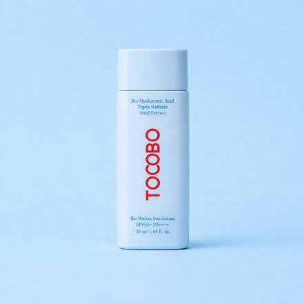 protector solar Tocobo ligero con acabado hidratante sin residuo blanco